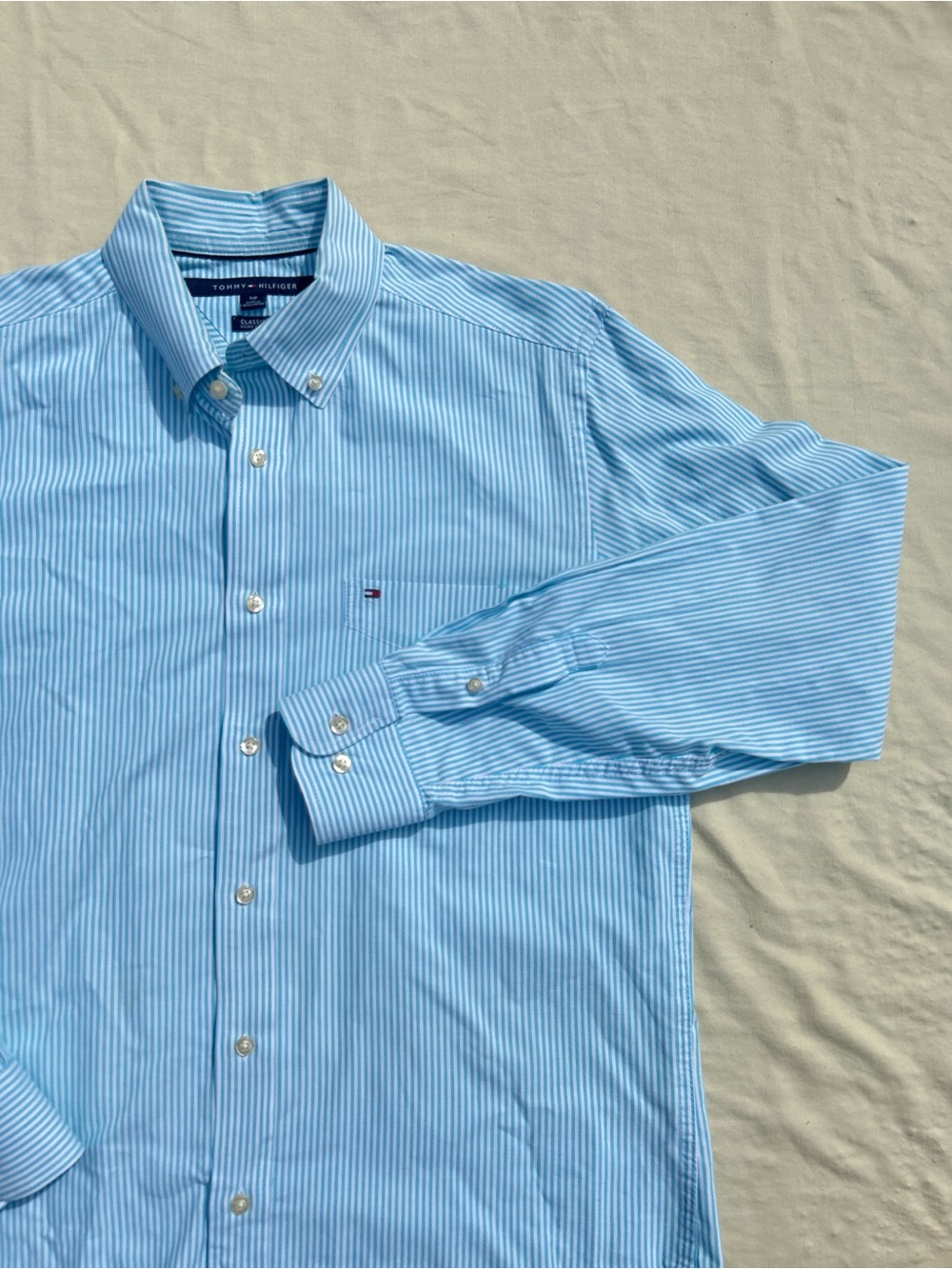 Tommy Hilfiger Men's Light Blue Stripe Button-Down Shirt